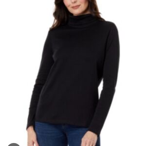 L.L. Bean Black Supima Cotton Long Sleeve Cowl Neck Size Small